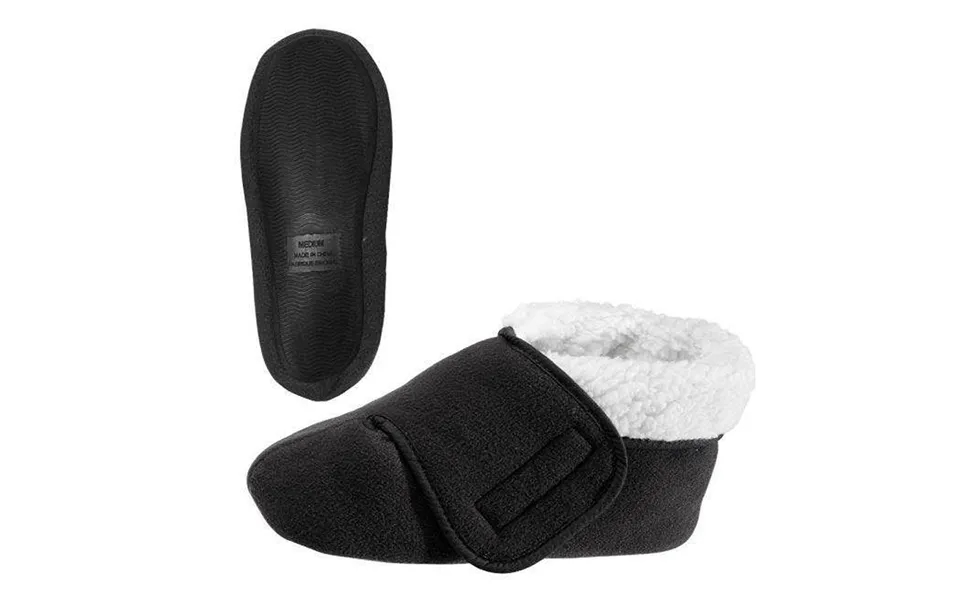 Silverts Unisex Extra Wide Fleece Slippers - Black