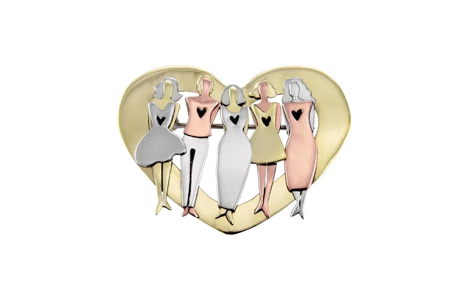 Sisters Forever Love Heart Mixed Metal Pin - 5 Sisters