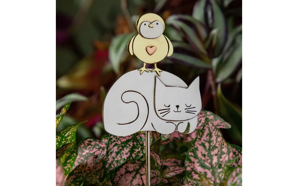 Sleeping Cat Mixed Metal Plant Stake