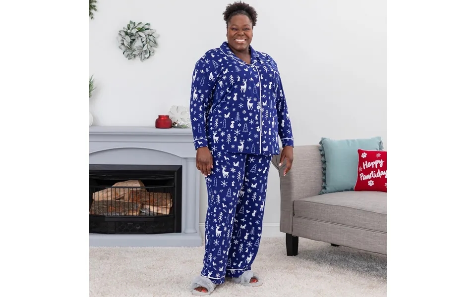 Snowy Winter Night Soft Touch Pajama Set - 1x
