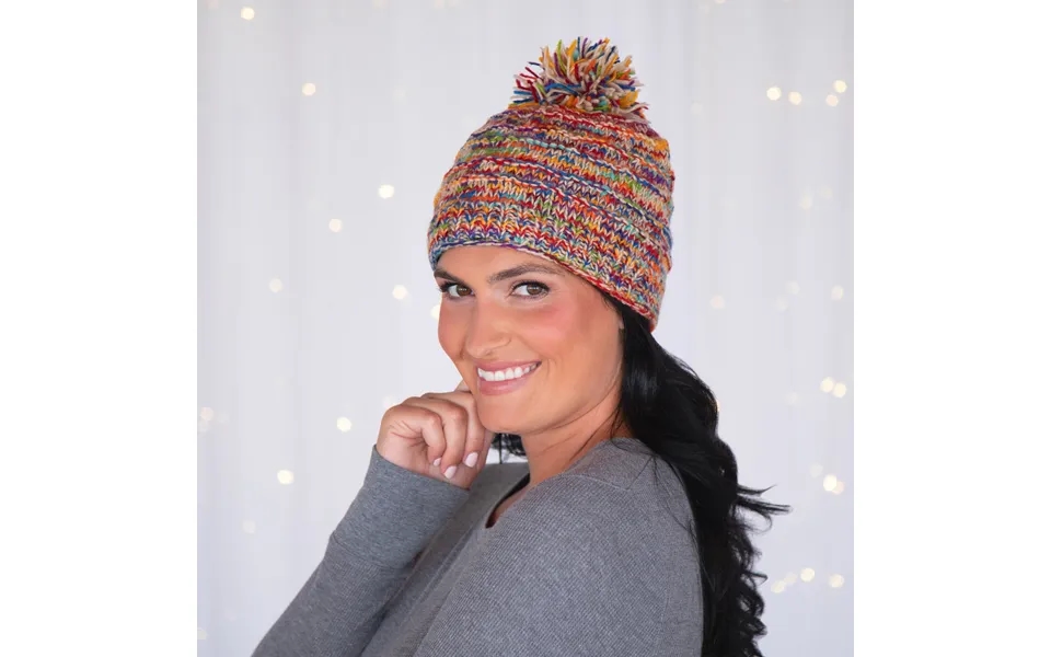 Space-dye Hand Knit Wool Hat - Natural