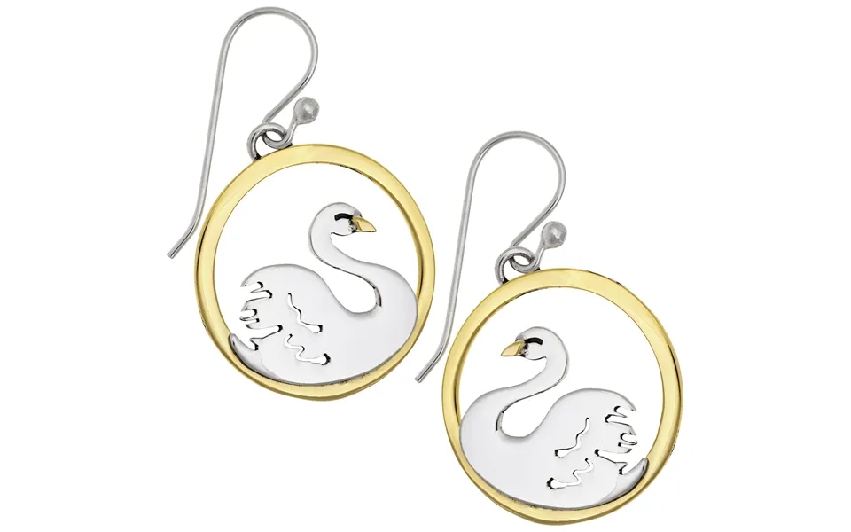 Sterling Silver & Brass Swan Earrings