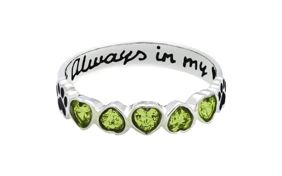 Sterling Stackable Paw Print Birthstone Ring Fair Trade - August