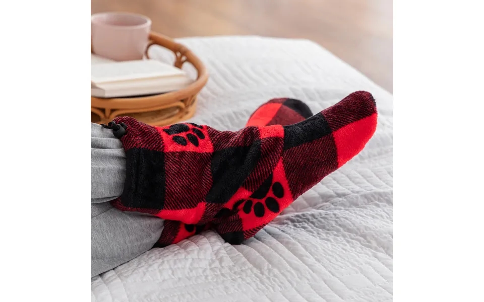Super Cozy Deluxe Paw Non-slip Toggle Slipper Booties - Buffalo Check