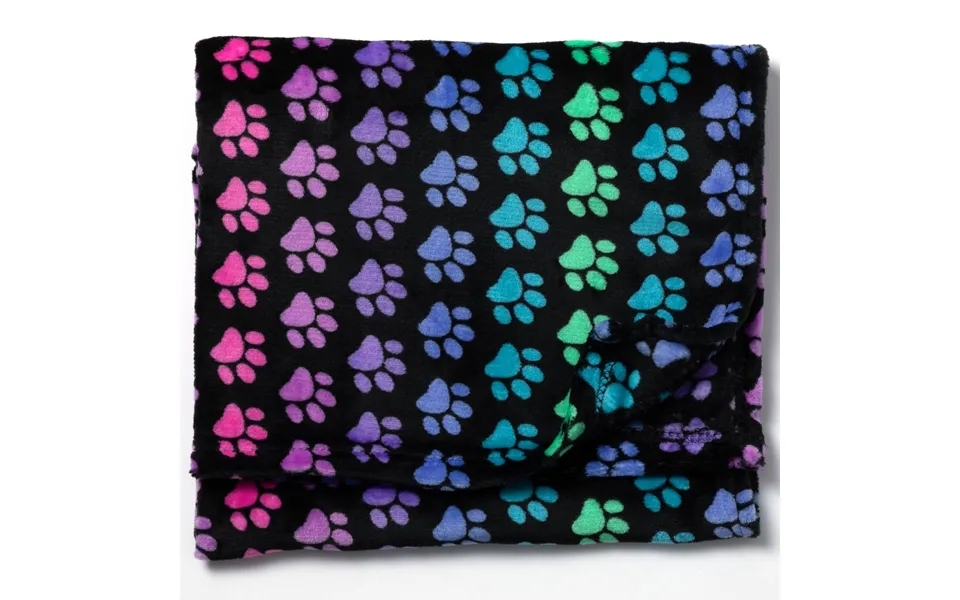 Super Cozy Fleece Paw Print Throw Blanket - Rainbow Paws