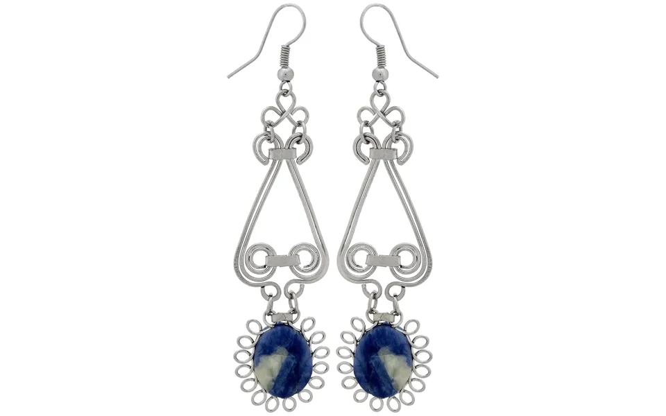Swirls & Sunburst Stone Earrings - Sodalite