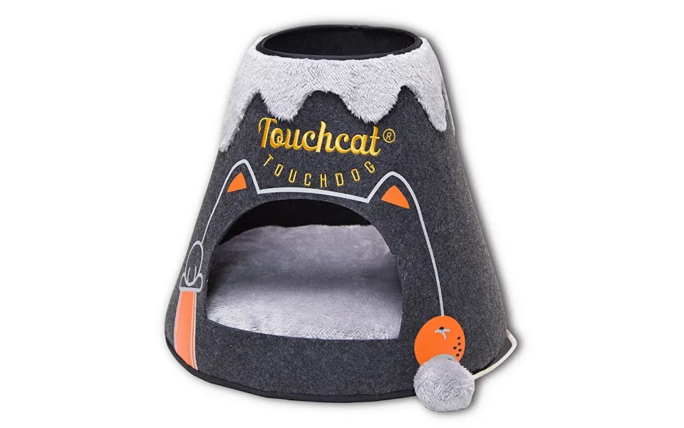 Touchcat Molten Lava Cat Bed House With Toy - Black White