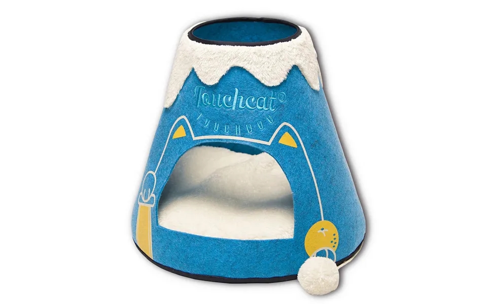 Touchcat Molten Lava Cat Bed House With Toy - Blue White