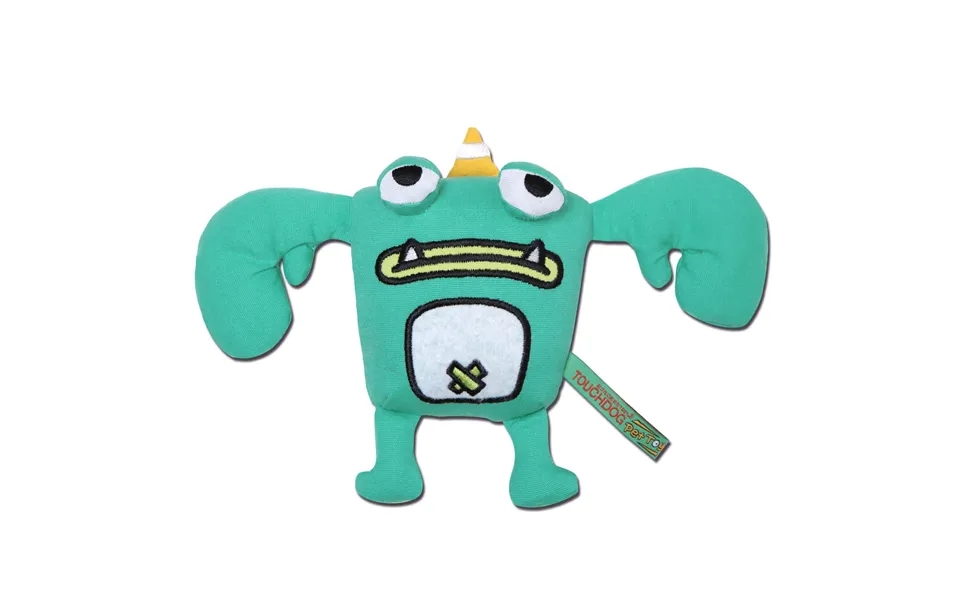 Touchdog Cartoon Crabby Tooth Monster Plush Dog Toy - Green