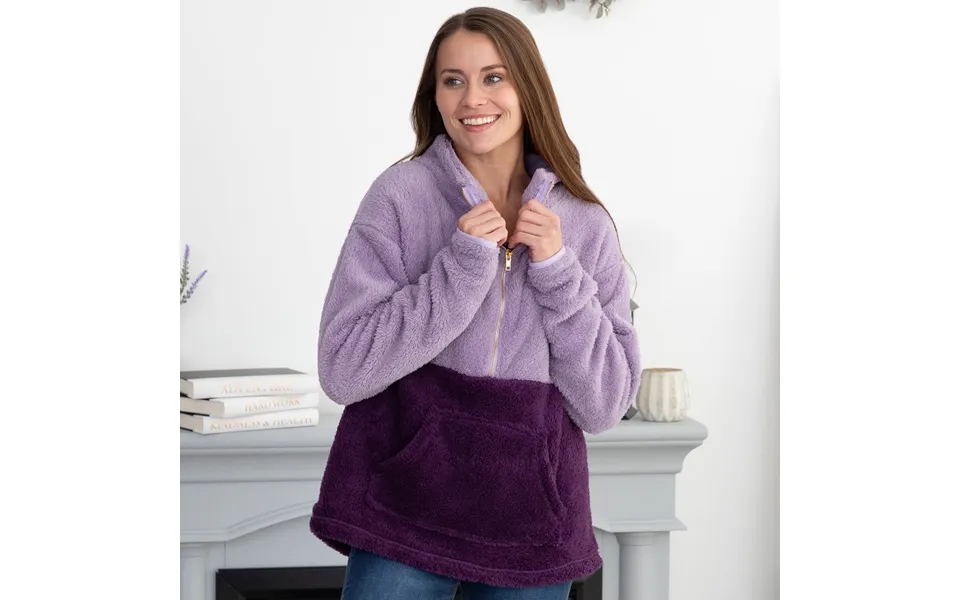 Two Tone Fleece Pullover - Lavender & Purple