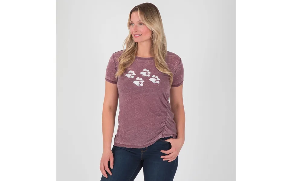 Walking Paws Ruched Short Sleeve Tee - Wine