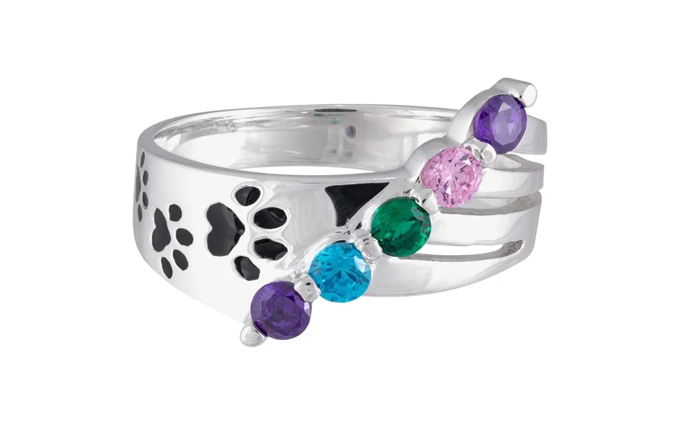 Walking Paws To The Rainbow Sterling Ring - 9