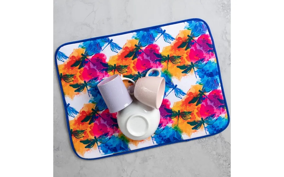 Watercolor Dragonfly Dish Drying Mat