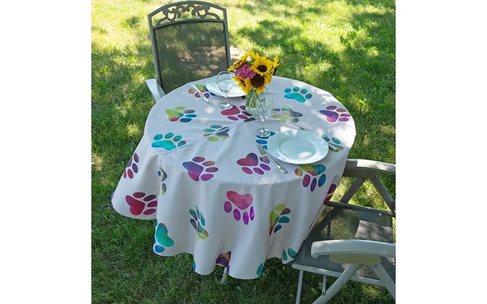 Waterproof Outdoor Tablecloth - Rainbow Ombre Paws