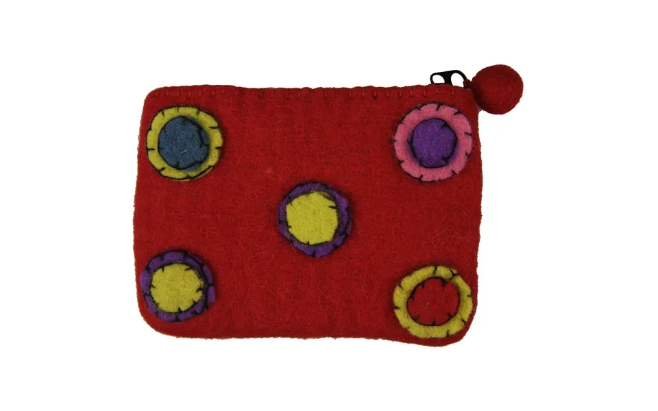 Wheel Of Good Fortune Felt Pouch - Red