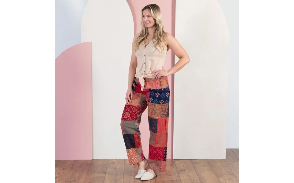 Wide-leg Patchwork Pants - S M