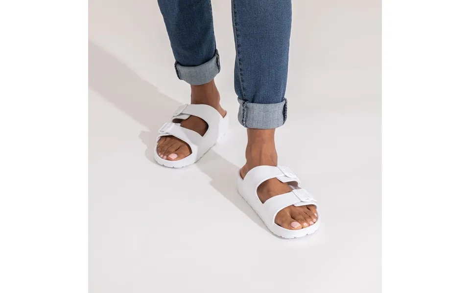 Women's Double Buckle Slide Sandals - White