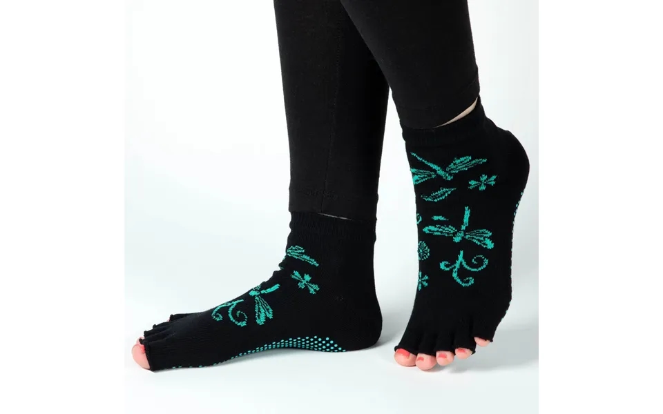Women's Yoga Grip Toe Socks - Dragonfly Vines