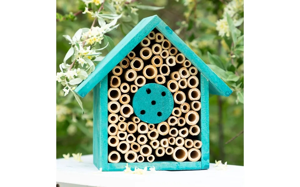 Wooden Bee House 8 Inch - Blue