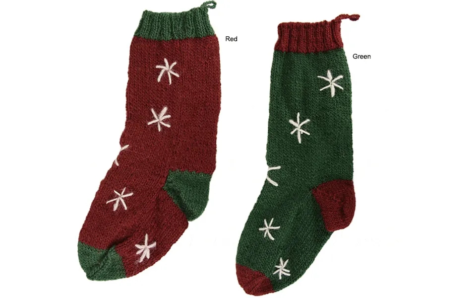Wool Snowflake Stocking - Red