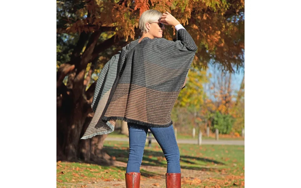Wrapped In Style Poncho - Black & Gray
