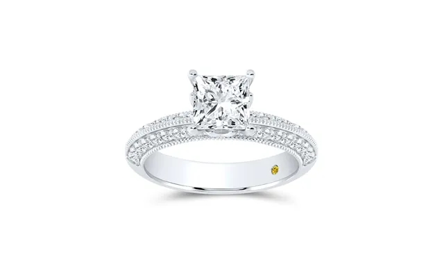 Aether Vintage Inspired Lotus Basket Princess Cut Lab Diamond Engagement Ring 10k White Gold 2 Ct product image
