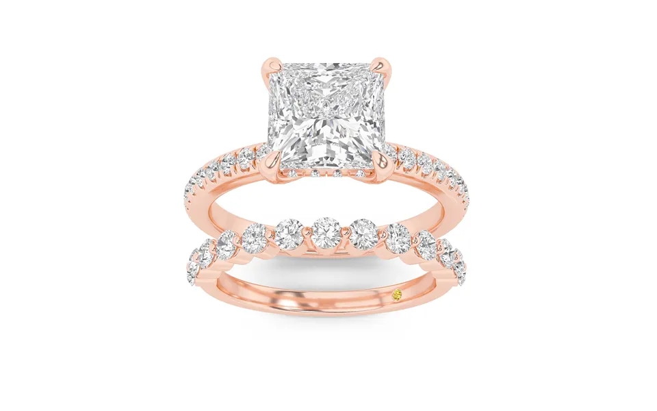 Aurelia Lab Grown Princess Cut Diamond Engagement Ring With The Anastasia Wedding Band 10k Rose Gold 2 Ct