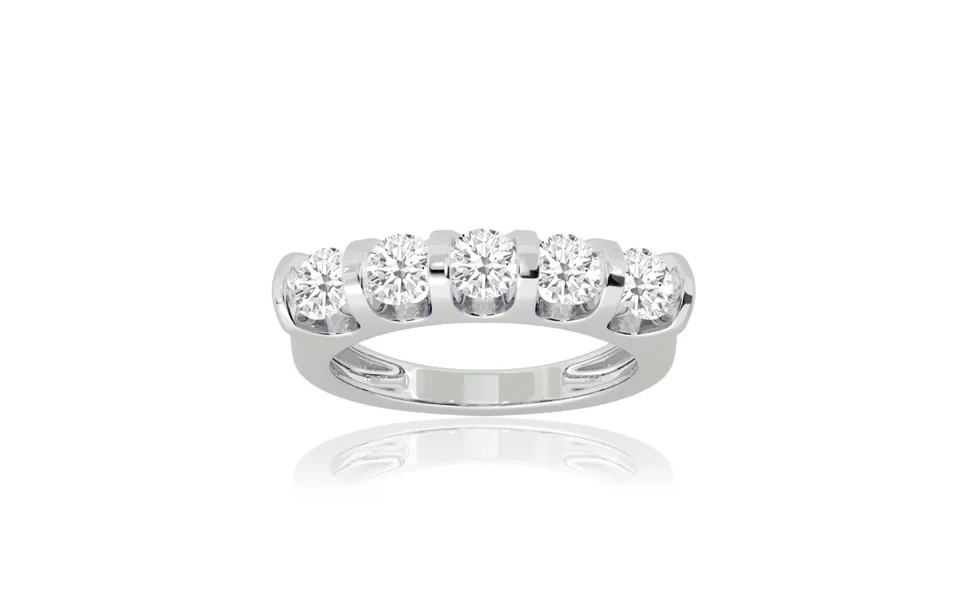 Bali Bar Set Lab Grown Five Stone Diamond Ring 10k White Gold 1 Ct
