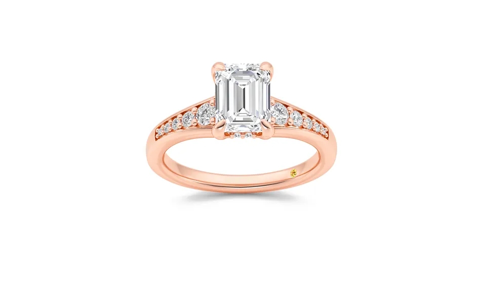 Bloom Tapered Pavé Set Hidden Halo Emerald Cut Lab Grown Diamond Engagement Ring 14k Rose Gold 2 1 3 Ct