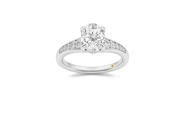 Bloom Tapered Pavé Set Hidden Halo Oval Lab Grown Diamond Engagement Ring 18k White Gold 1 3 4 Ct product image