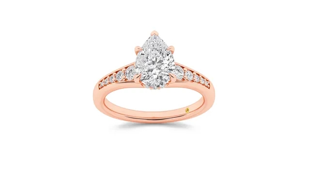 Bloom Tapered Pavé Set Hidden Halo Pear Shape Lab Grown Diamond Engagement Ring 18k Rose Gold 3 1 2 Ct product image