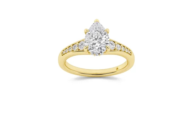 Bloom Tapered Pavé Set Hidden Halo Pear Shape Lab Grown Diamond Engagement Ring 18k Yellow Gold 2 1 3 Ct product image