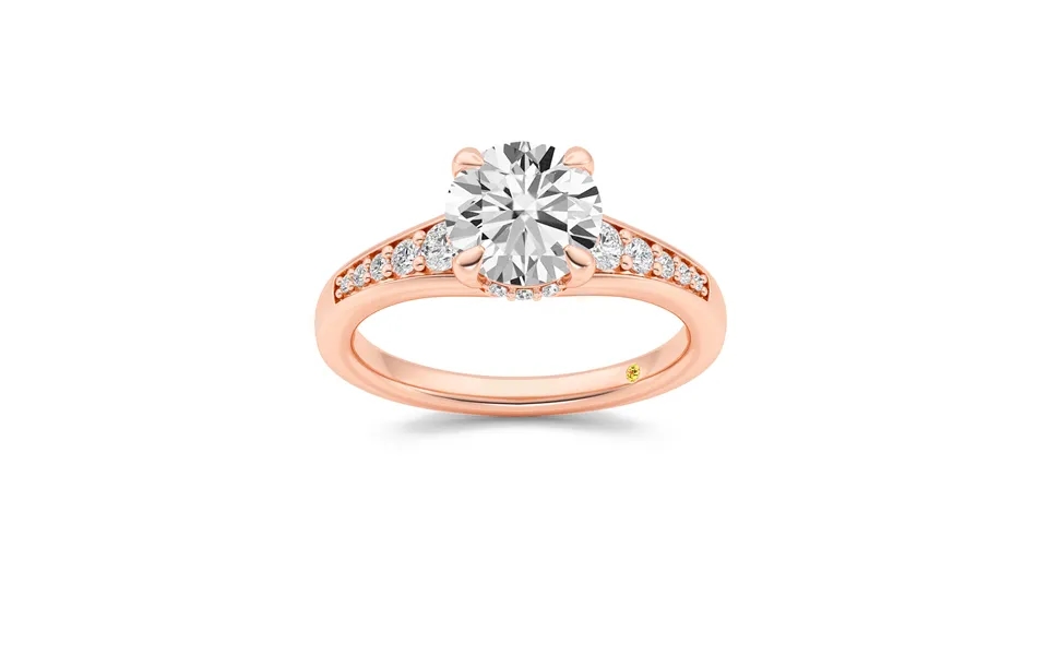 Bloom Tapered Pavé Set Hidden Halo Round Lab Grown Diamond Engagement Ring 14k Rose Gold 2 7 8 Ct