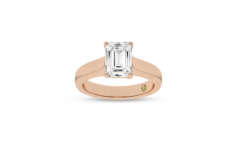 Bold Cross Prong Emerald Cut Lab Grown Diamond Solitaire Ring 18k Rose Gold 1 Ct