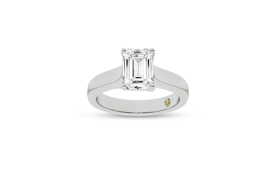 Bold Cross Prong Emerald Cut Lab Grown Diamond Solitaire Ring 18k White Gold 1 Ct