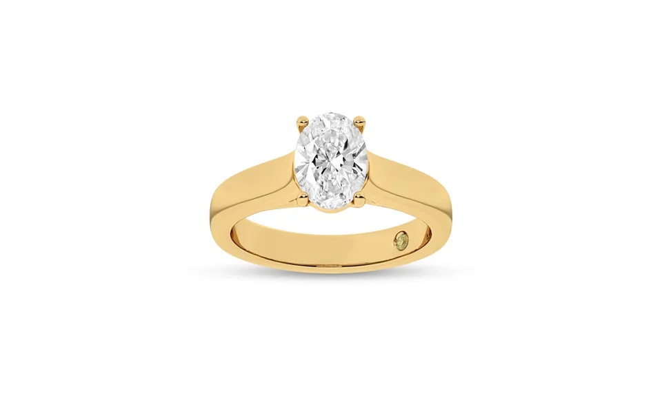 Bold Cross Prong Oval Lab Grown Diamond Solitaire Ring 14k Yellow Gold 1 Ct