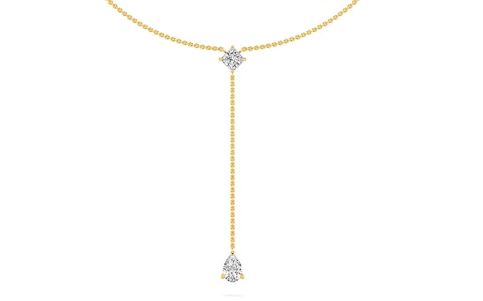 Cascading Elegance Lab Grown Lariat Diamond Necklace 14k Yellow Gold 2 Ct