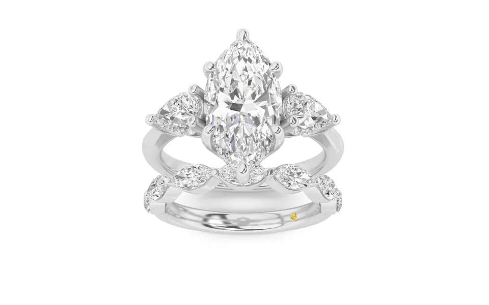 Celestia Lab Grown Marquise Diamond Engagement Ring With The Elara Wedding Band 10k White Gold 2 1 10 Ct
