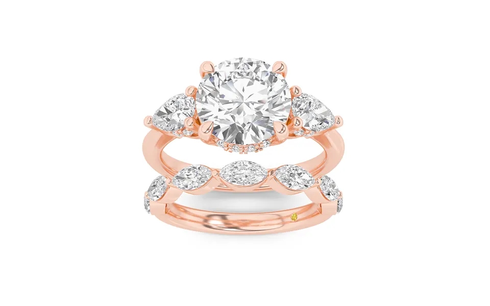 Celestia Lab Grown Round Diamond Engagement Ring With The Elara Wedding Band 10k Rose Gold 2 1 10 Ct