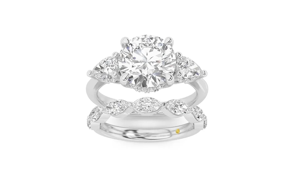 Celestia Lab Grown Round Diamond Engagement Ring With The Elara Wedding Band 10k White Gold 2 1 10 Ct