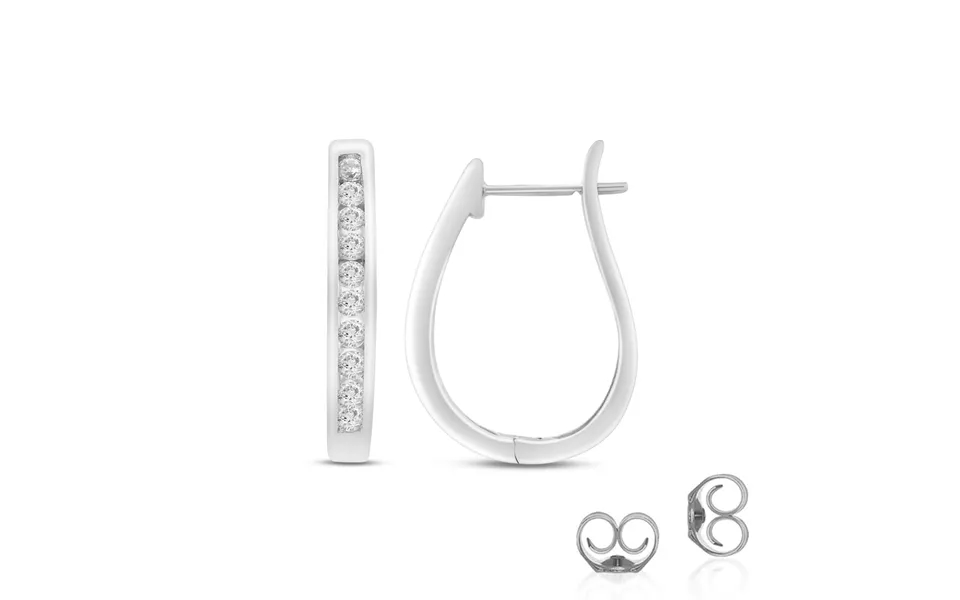 Channel Set Lab Grown Diamond Huggie Hoop Earrings White Gold 3 4 Ct
