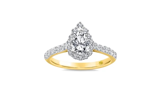 Delicate Pear Shaped Halo Lab Grown Diamond Engagement Ring Yellow Gold 1 1 2 Ct product image