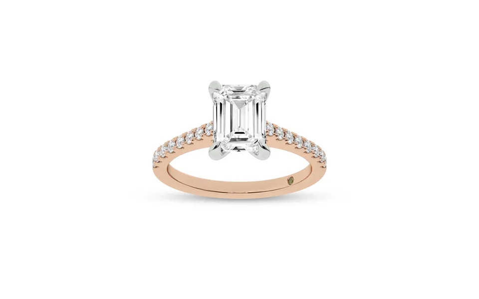 Destiny Half Coverage Emerald Cut Lab Diamond Engagement Ring 18k Rose Gold 1 3 4 Ct
