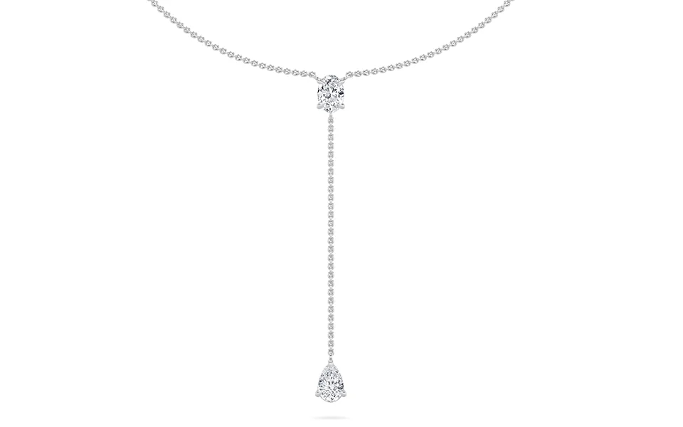Elongated Enchantment Lariat Lab Grown Diamond Necklace 14k White Gold 2 Ct
