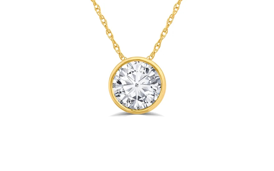 Floating Bezel Set Lab Grown Diamond Solitaire Necklace 14k Yellow Gold 1 2 Ct