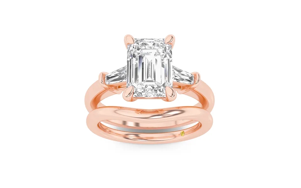 Ignite Lab Grown Emerald Cut Diamond Engagement Ring With The Zola Wedding Band 10k Rose Gold 1 1 2 Ct