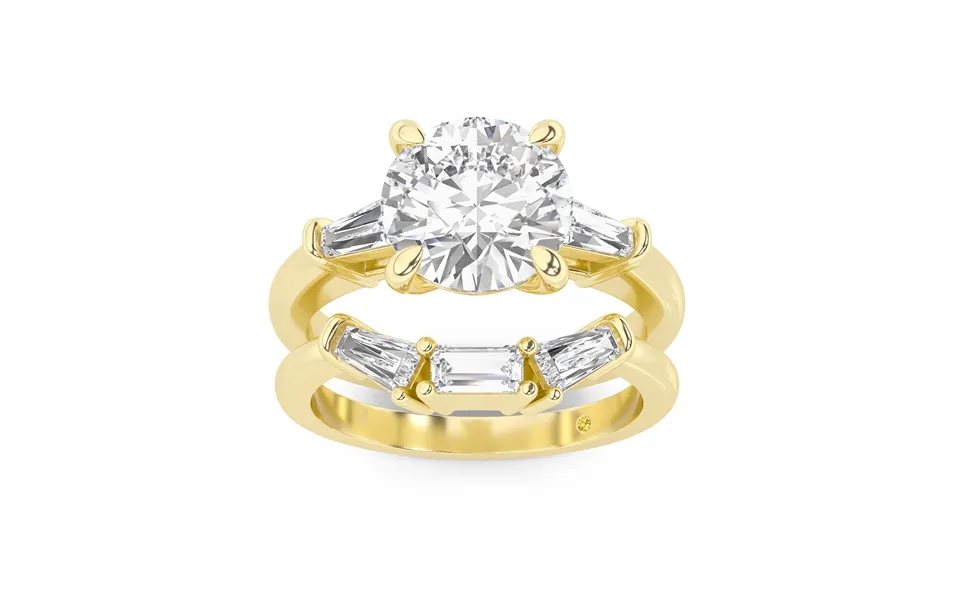 Ignite Lab Grown Round Diamond Engagement Ring With The Mavis Wedding Band 18k Yellow Gold 2 5 8 Ct