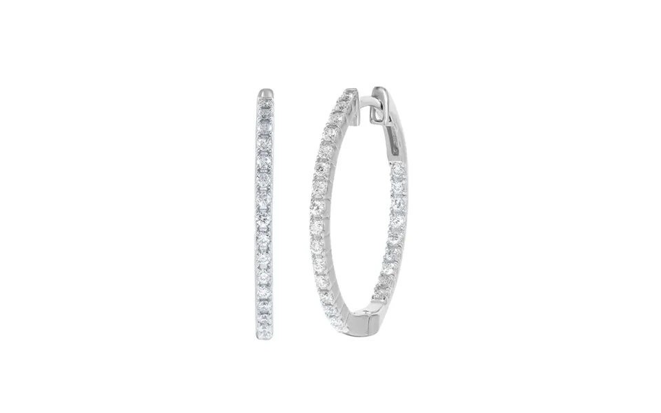 Lab Created Inside Out Dangling Diamond Hoop Earrings 14k White Gold 1 Ct