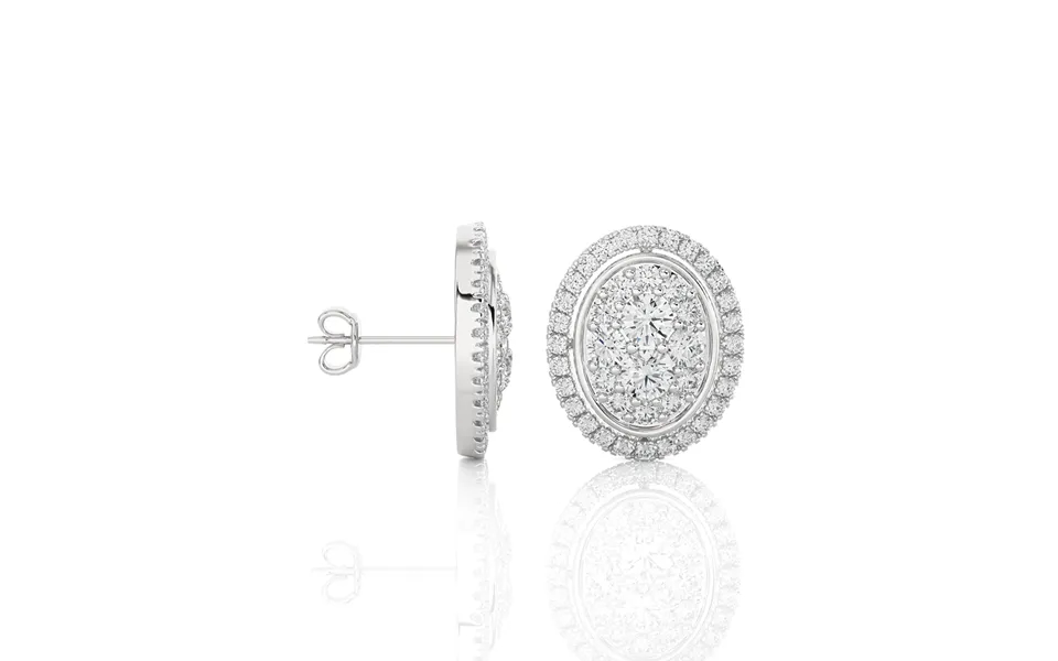 Lab Grown Diamond Halo Cluster Stud Earring White Gold 1 Ct.tw