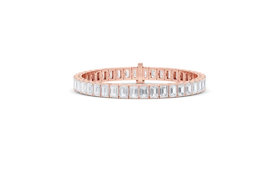Lab Grown Emerald Gradeur Diamond Tennis Bracelet 10k Rose Gold 24 Ct